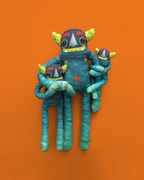 Diego - Papercut Monsters - Handmade Stuffed Toy 