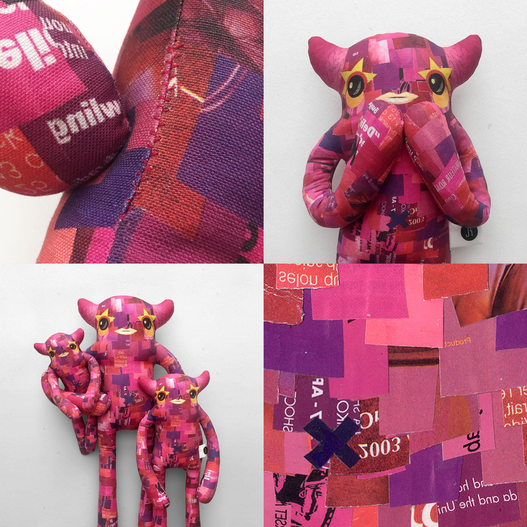 Charlene - Papercut Monsters - Handmade Stuffed Toy 
