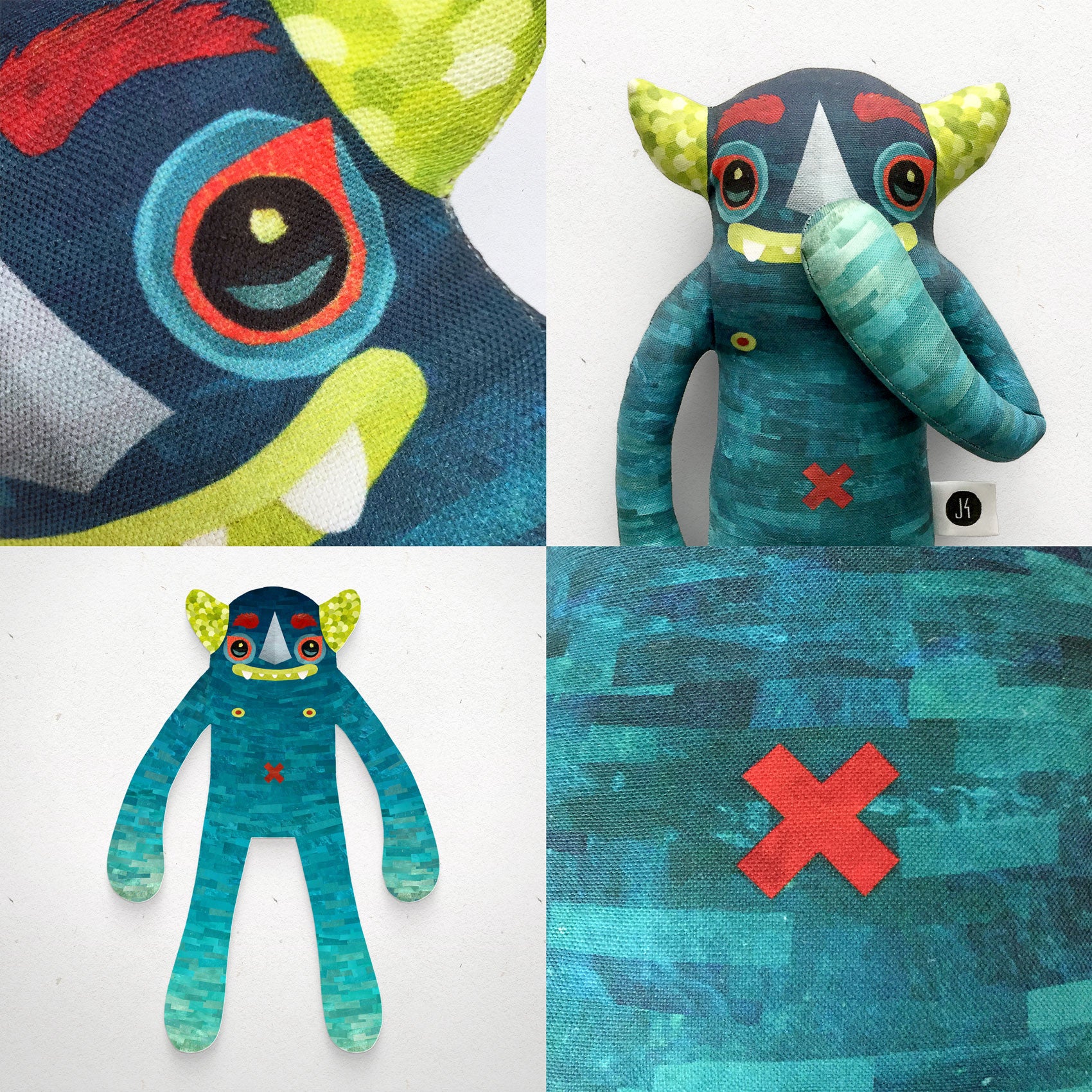 Diego - Papercut Monsters - Handmade Stuffed Toy 