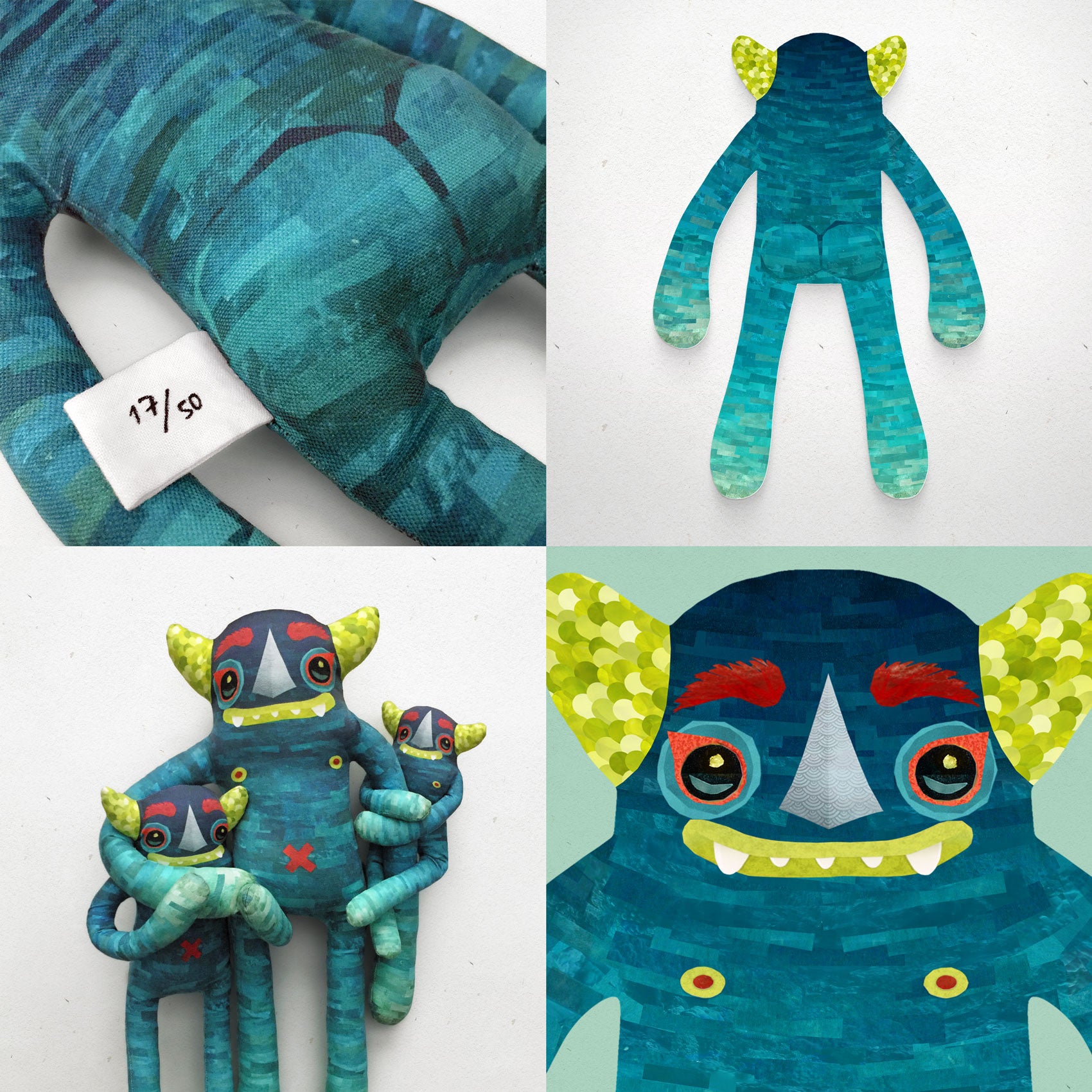 Diego - Papercut Monsters - Handmade Stuffed Toy 