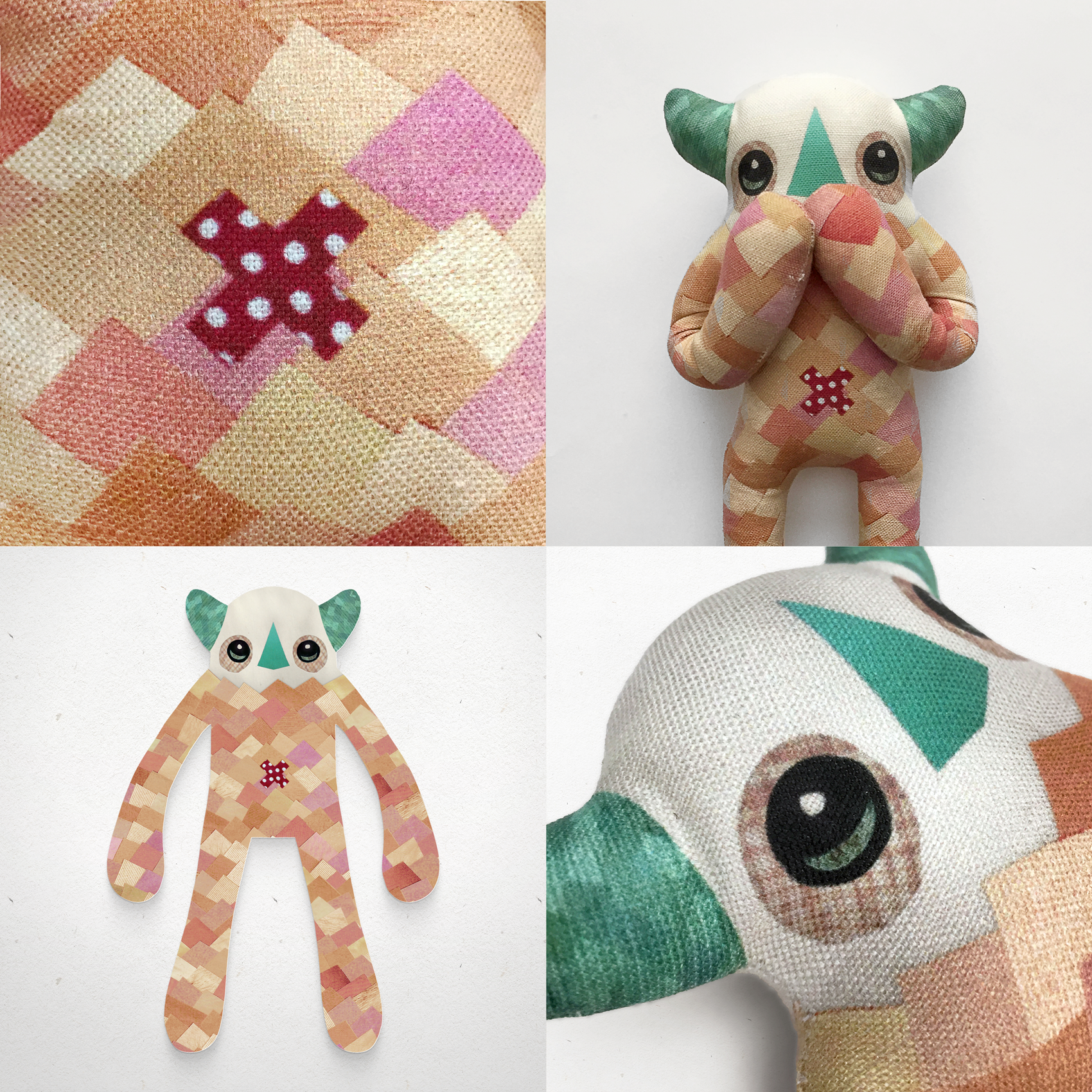 Emmett - Papercut Monsters - Handmade Stuffed Toy 