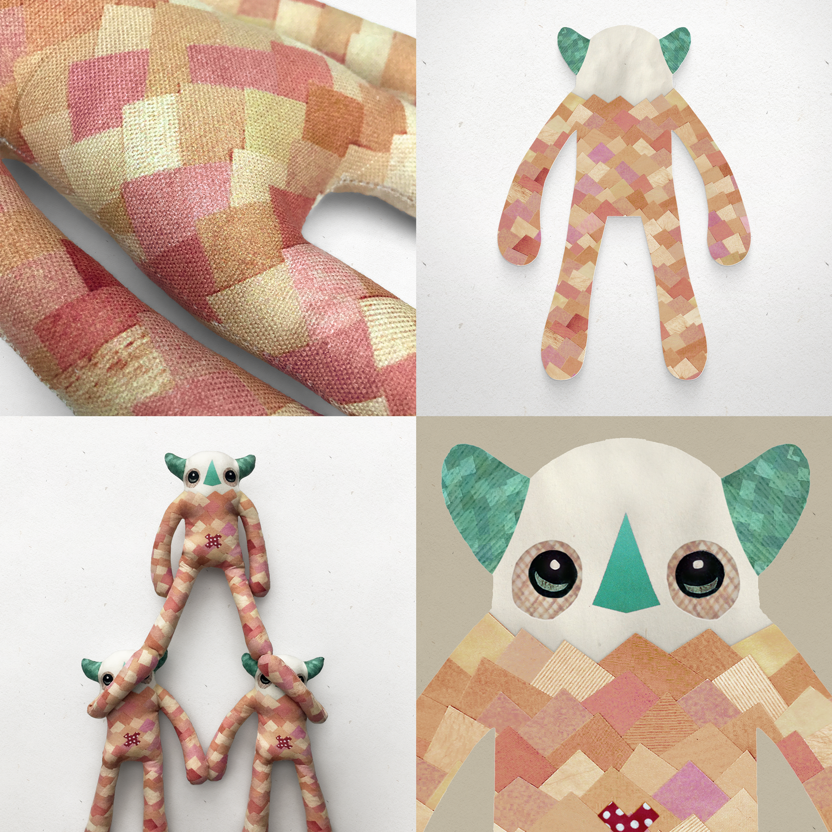 Emmett - Papercut Monsters - Handmade Stuffed Toy 