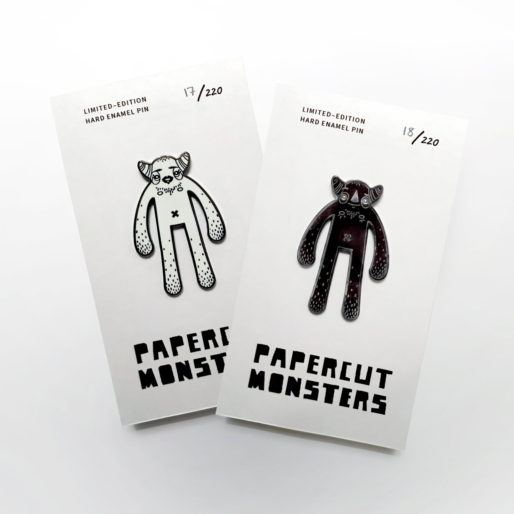 Hard Enamel Pin - Papercut Monsters - Handmade Stuffed Toy 