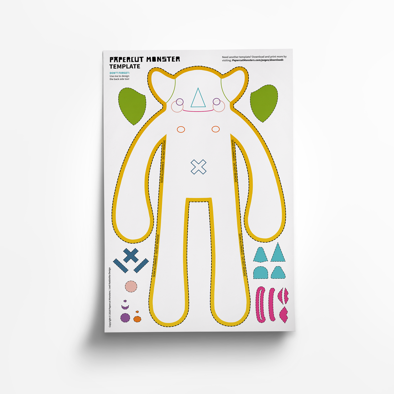 Free Collage Template - Download and Print - Papercut Monsters - Handmade Stuffed Toy 
