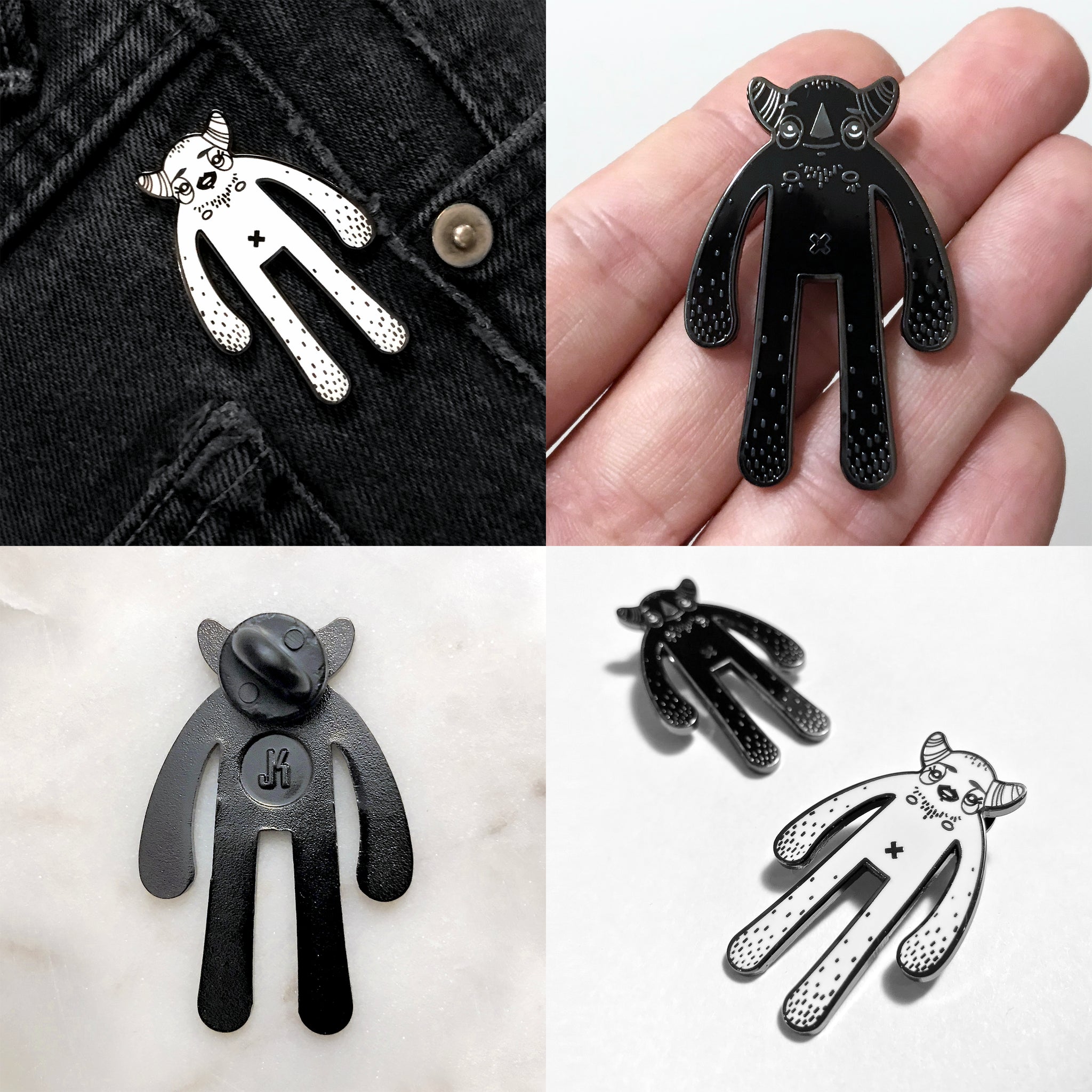 Hard Enamel Pin - Papercut Monsters - Handmade Stuffed Toy 